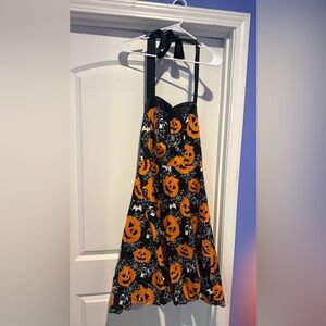 Halloween Pumpkin and Spiderweb Dress
